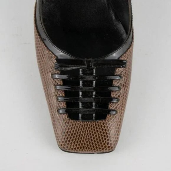 Balenciaga Patent Snake-Embossed Leather Cutout Lace Pumps - Picture 6 of 9